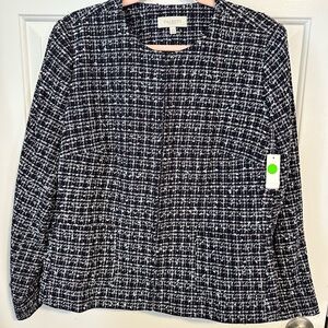 Talbots Navy and White Tweed Blazer